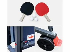 Sale Sweeek Mesa de ping pong para interior con 2 raquetas y 3 pelotas, 274cm + Azul