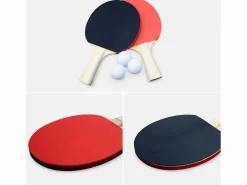 Sweeek Mesa de ping pong plegable para interior con 4 raquetas y 6 pelotas,