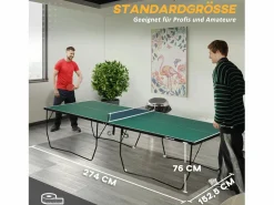 Mesa de ping pong plegable para interior y exterior, MDF, , con ruedas y accesorios (274 x 152,5 x 76 cm) Verde