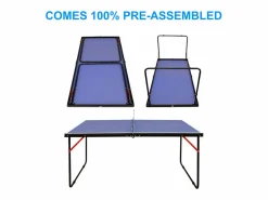 Mesa de ping pong plegable portátil, superficie de MDF antideslizante, , con red, 2 palas y 3 pelotas (137,2 x 76,2 x 66 cm)