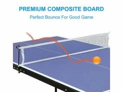 Mesa de ping pong plegable portátil, superficie de MDF antideslizante, , con red, 2 palas y 3 pelotas (137,2 x 76,2 x 66 cm)
