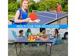 Mesa de ping pong plegable portátil, superficie de MDF antideslizante, , con red, 2 palas y 3 pelotas (137,2 x 76,2 x 66 cm)