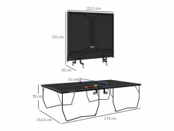 Discount Mesa de ping pong plegable para exterior con red, ruedas, 2 raquetas y 3 pelotas, acero y MDF, color (274x152,5x76 cm) Ping Pong