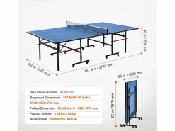 Mesa de Ping Pong SucceBuy, Mesa de Tenis de Mesa Plegable con Red de Sujeción, Uso en Interiores