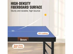 Discount Mesa de Ping-Pong SucceBuy, Mesa de Ping-Pong Plegable, Tamaño Medio, MDF, Uso Interior Azul