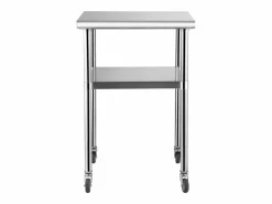 Outlet Mesa de Trabajo de Acero Inoxidable SucceBuy, 61 x 61 x 85 cm, Mesa de Preparación de Alimentos Comercial con Ruedas Plateado