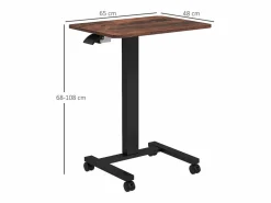 Online Mesa de trabajo regulable en altura, con 4 ruedas, 2 frenos, aglomerado, marrón rústico (65x48x108 cm) Mesa Gaming