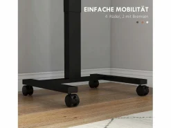 Online Mesa de trabajo regulable en altura, con 4 ruedas, 2 frenos, aglomerado, marrón rústico (65x48x108 cm) Mesa Gaming