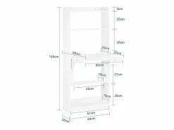 Sale Sobuy Mesa Escritorio de Trabajo, Plegable para Computadora con Estantes de Almacenamiento 64 x 58 x 145cm FWT92-H-W ES Blanco