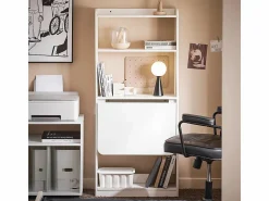 Sale Sobuy Mesa Escritorio de Trabajo, Plegable para Computadora con Estantes de Almacenamiento 64 x 58 x 145cm FWT92-H-W ES Blanco