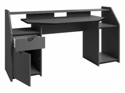 Outlet Mesa Escritorio Gaming Grande con Cajón y Armario LED 98x180x67 cm Gris