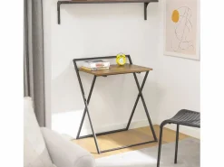 Sobuy Mesa Escritorio Plegable Mesa Ordenador, Compacto sin ensamblaje Escritorio para Computadora Mesa de Estudio Diseño Industrial FWT88-F ES