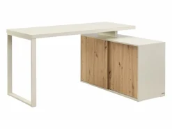 Vente-unique Mesa esquinera con almacenamiento en MDF beige y natural - LONAMI