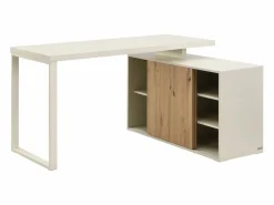 Vente-unique Mesa esquinera con almacenamiento en MDF beige y natural - LONAMI