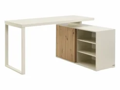 Vente-unique Mesa esquinera con almacenamiento en MDF beige y natural - LONAMI