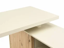 Vente-unique Mesa esquinera con almacenamiento en MDF beige y natural - LONAMI