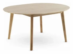 Mesa extensible 120/150 con patas de hevea con sobre chapado en roble