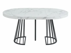 Best Mesa extensible de 2 a 12 cubiertos de MDF y acero - Efecto mármol blanco y negro - FIRELA Mesa Extensible|Mesa De Comedor