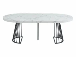 Best Mesa extensible de 2 a 12 cubiertos de MDF y acero - Efecto mármol blanco y negro - FIRELA Mesa Extensible|Mesa De Comedor