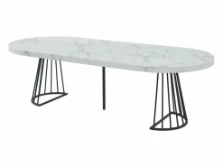 Best Mesa extensible de 2 a 12 cubiertos de MDF y acero - Efecto mármol blanco y negro - FIRELA Mesa Extensible|Mesa De Comedor