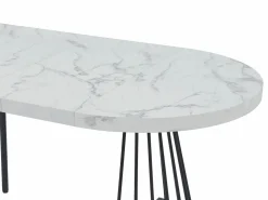 Best Mesa extensible de 2 a 12 cubiertos de MDF y acero - Efecto mármol blanco y negro - FIRELA Mesa Extensible|Mesa De Comedor