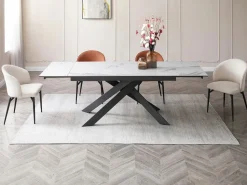 Maison Céphy Mesa extensible de cerámica y metal - Mármol blanco y antracita - COREMA de MORABITO