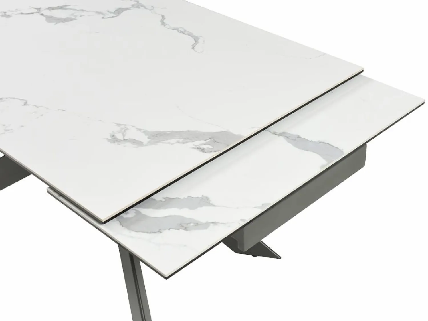 Maison Céphy Mesa extensible de cerámica y metal - Mármol blanco y antracita - COREMA de MORABITO