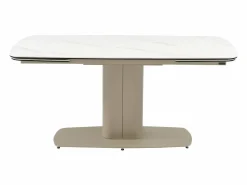 Vente-unique Mesa extensible de cerámica y metal -efecto mármol blanco - CARIOULA de MORABITO
