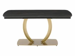Online Mesa extensible de comedor en cerámica y metal dorado - Efecto mármol negro - OLIFIA Mesa Extensible|Mesa De Comedor