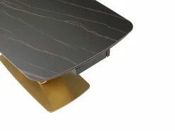 Online Mesa extensible de comedor en cerámica y metal dorado - Efecto mármol negro - OLIFIA Mesa Extensible|Mesa De Comedor