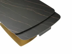 Online Mesa extensible de comedor en cerámica y metal dorado - Efecto mármol negro - OLIFIA Mesa Extensible|Mesa De Comedor