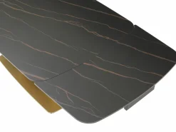 Online Mesa extensible de comedor en cerámica y metal dorado - Efecto mármol negro - OLIFIA Mesa Extensible|Mesa De Comedor