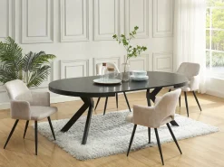 Outlet Vente-unique Mesa extensible de comedor 4 a 8 comensales de MDF y acero - Color: - KOMONI Negro