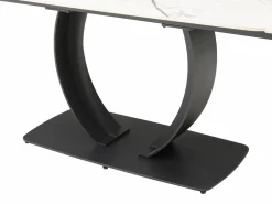 Outlet Maison Céphy Mesa extensible de comedor en cerámica y metal negro - Efecto mármol blanco - OLIFIA Negro / Blanco