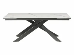 New Mesa extensible en cerámica y vidrio templado - Efecto mármol blanco y antracita - COREMA Mesa Extensible