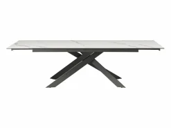 New Mesa extensible en cerámica y vidrio templado - Efecto mármol blanco y antracita - COREMA Mesa Extensible