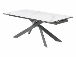 New Mesa extensible en cerámica y vidrio templado - Efecto mármol blanco y antracita - COREMA Mesa Extensible