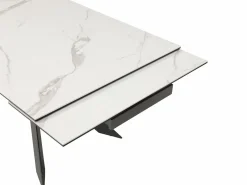 New Mesa extensible en cerámica y vidrio templado - Efecto mármol blanco y antracita - COREMA Mesa Extensible