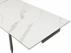 New Mesa extensible en cerámica y vidrio templado - Efecto mármol blanco y antracita - COREMA Mesa Extensible