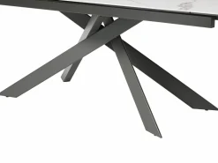 New Mesa extensible en cerámica y vidrio templado - Efecto mármol blanco y antracita - COREMA Mesa Extensible
