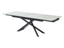 Discount Mesa extensible en cerámica, cristal templado y metal - Efecto mármol blanco y negro - LUMIEL Mesa Extensible|Mesa De Comedor