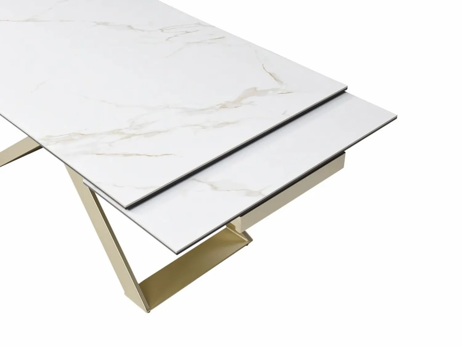 Online Mesa extensible para 6-10 cubiertos en cerámica y vidrio templado - Efecto mármol - XERENA Mesa Extensible