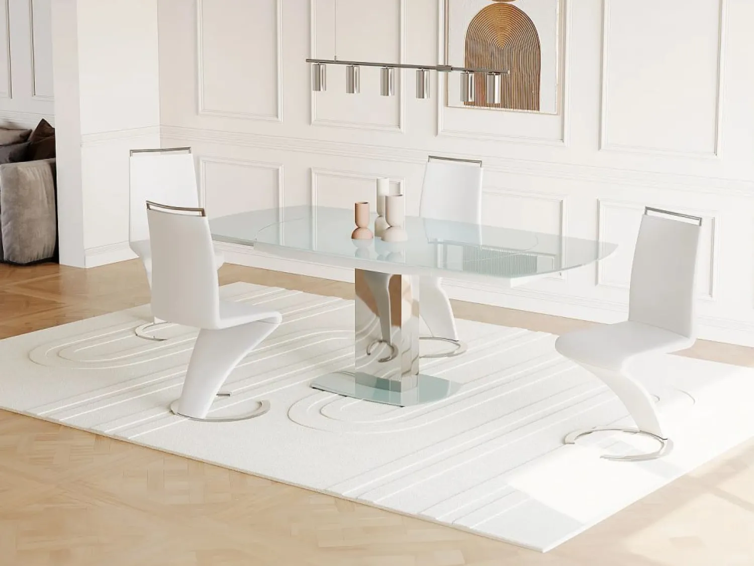 Hot Mesa extensible TALICIA - Cristal templado y metal - Mesa Extensible|Mesa De Comedor