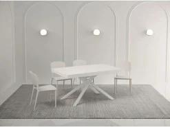 Discount Ityhome Mesa extensible 140/224x80 cm Karida fresno patas blancas Blanco