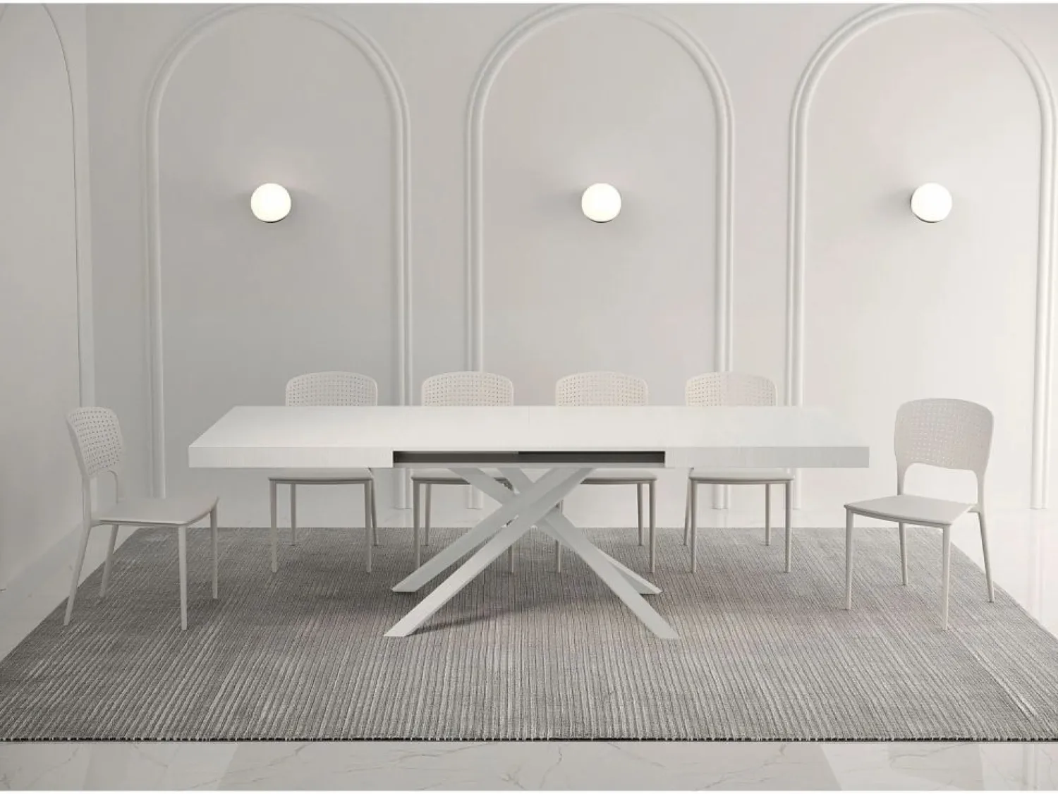 Discount Ityhome Mesa extensible 140/224x80 cm Karida fresno patas blancas Blanco