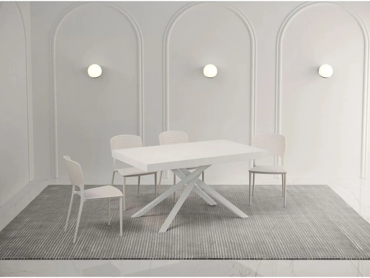Discount Ityhome Mesa extensible 140/224x80 cm Karida fresno patas blancas Blanco