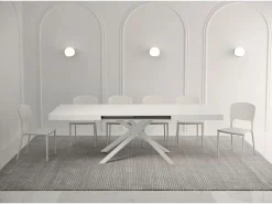 Discount Ityhome Mesa extensible 140/224x80 cm Karida fresno patas blancas Blanco