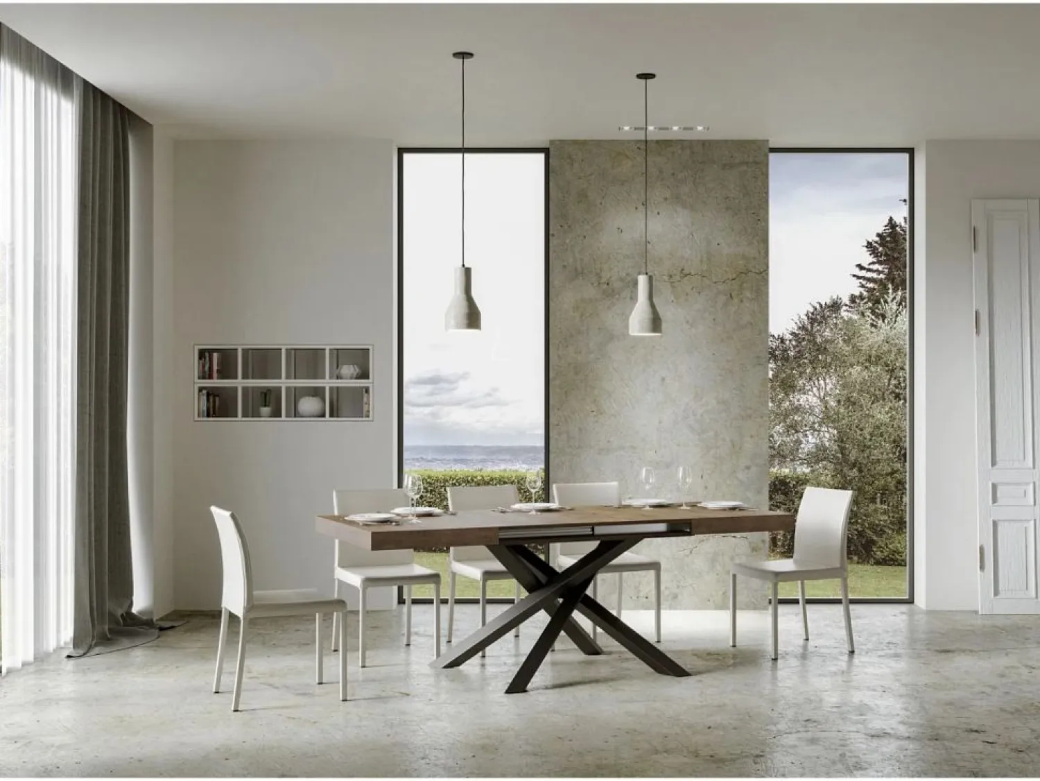 Hot Mesa extensible 180/284x90 cm Volantis nogal patas antracita Mesa Extensible|Mesa De Comedor