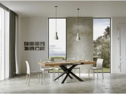 ITAMOBY Mesa extensible 130/390x90 cm Volantis roble natural patas antracita