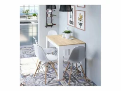 New Loungitude Mesa Fija Cocina Cloe Auxiliar Roble/Blanco 78x109x67 cm Color natural claro / Blanco